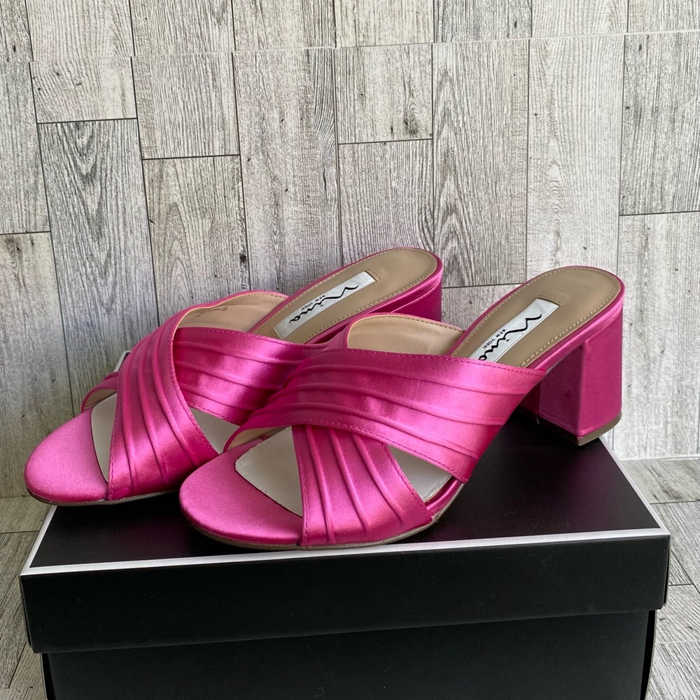 Nina Nayely-YS Ultra Pink Satin Sandals